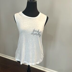 New White Tank Top “f*ck a Monday” Size Small